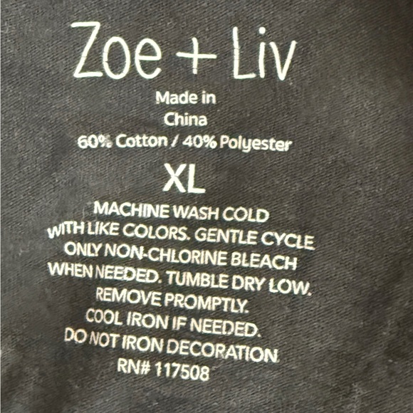 Zoe + Liv Black Skeleton Hand Rock Graphic Tee, Women’s XL, Edgy Punk Goth Style - Picture 2 of 10